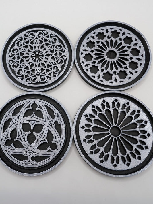 The Cathedral Tracery Coaster Set (Silver)