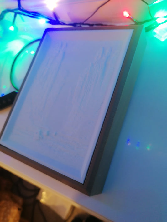 Custom lithophane box rectangular with LED strip lighting. Multicoloured. Mains powered