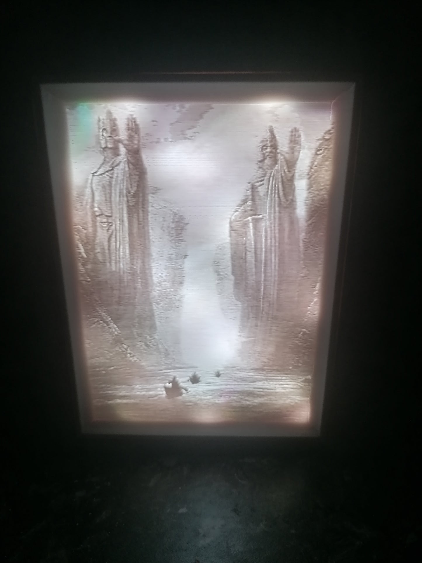 Custom lithophane box rectangular with LED strip lighting. Multicoloured. Mains powered
