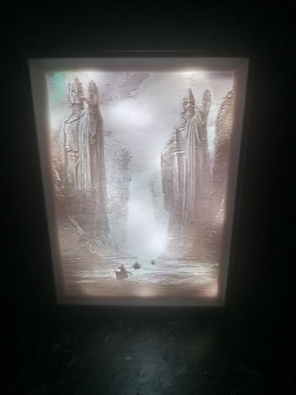 Custom lithophane box rectangular with LED strip lighting. Multicoloured. Mains powered
