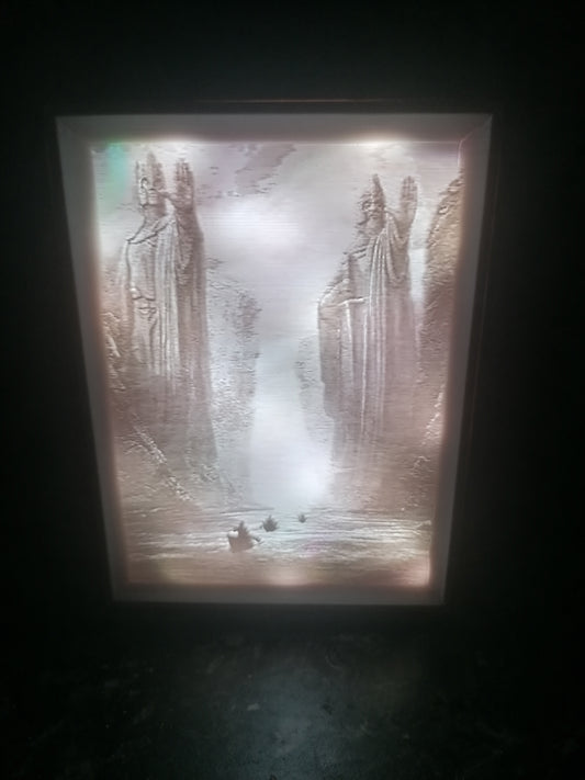 Custom lithophane box rectangular with LED strip lighting. Multicoloured. Mains powered