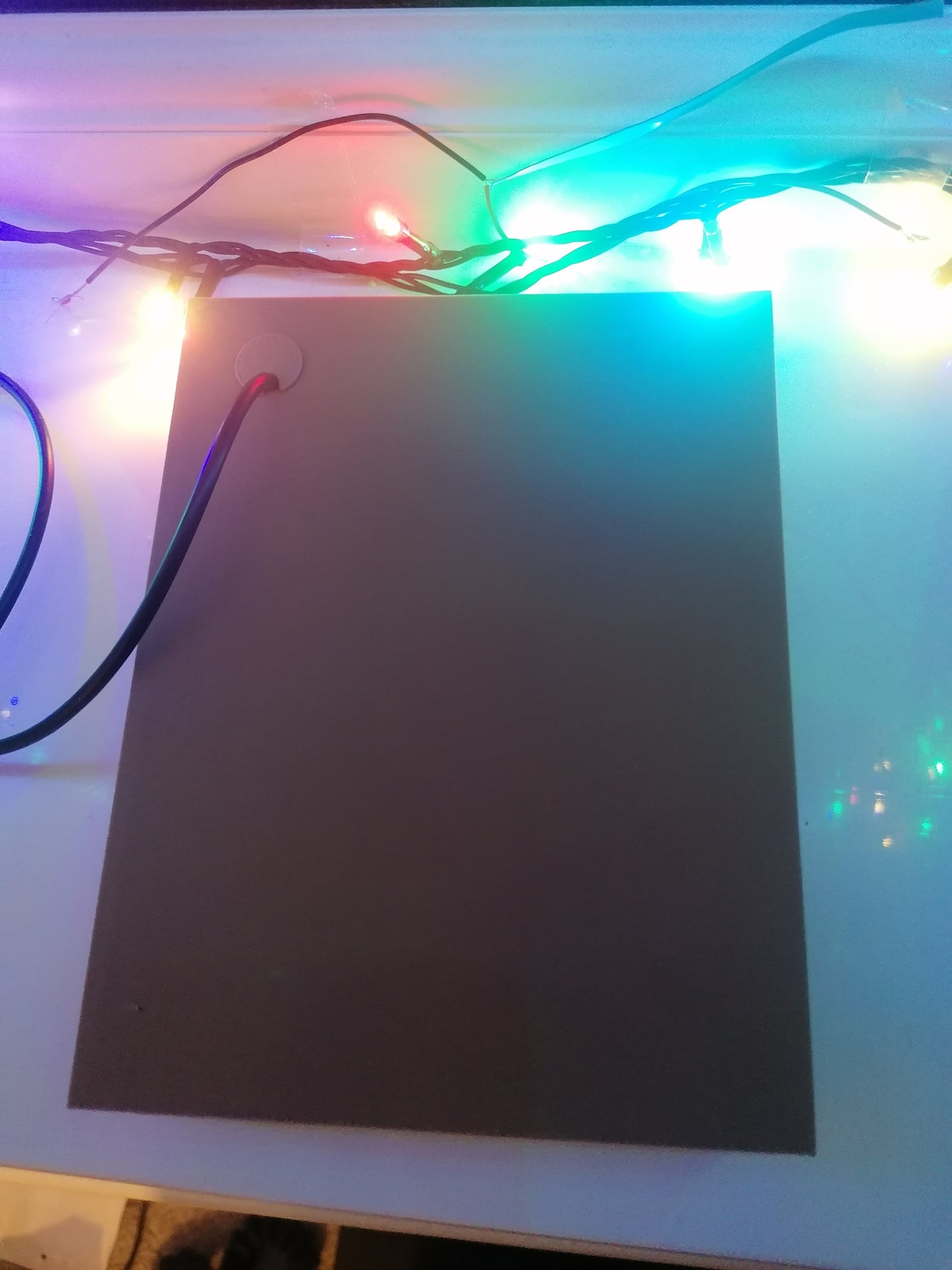 Custom lithophane box rectangular with LED strip lighting. Multicoloured. Mains powered