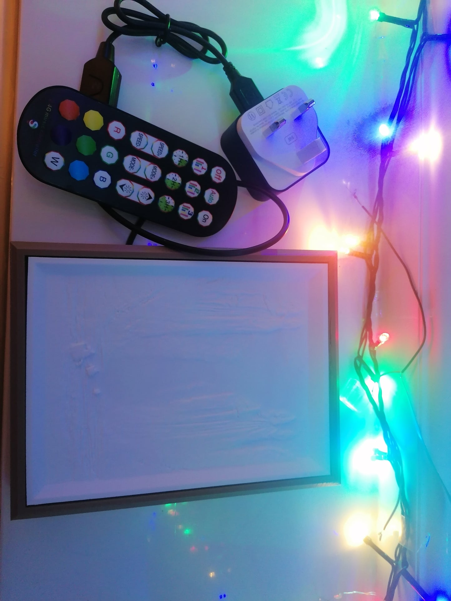 Custom lithophane box rectangular with LED strip lighting. Multicoloured. Mains powered